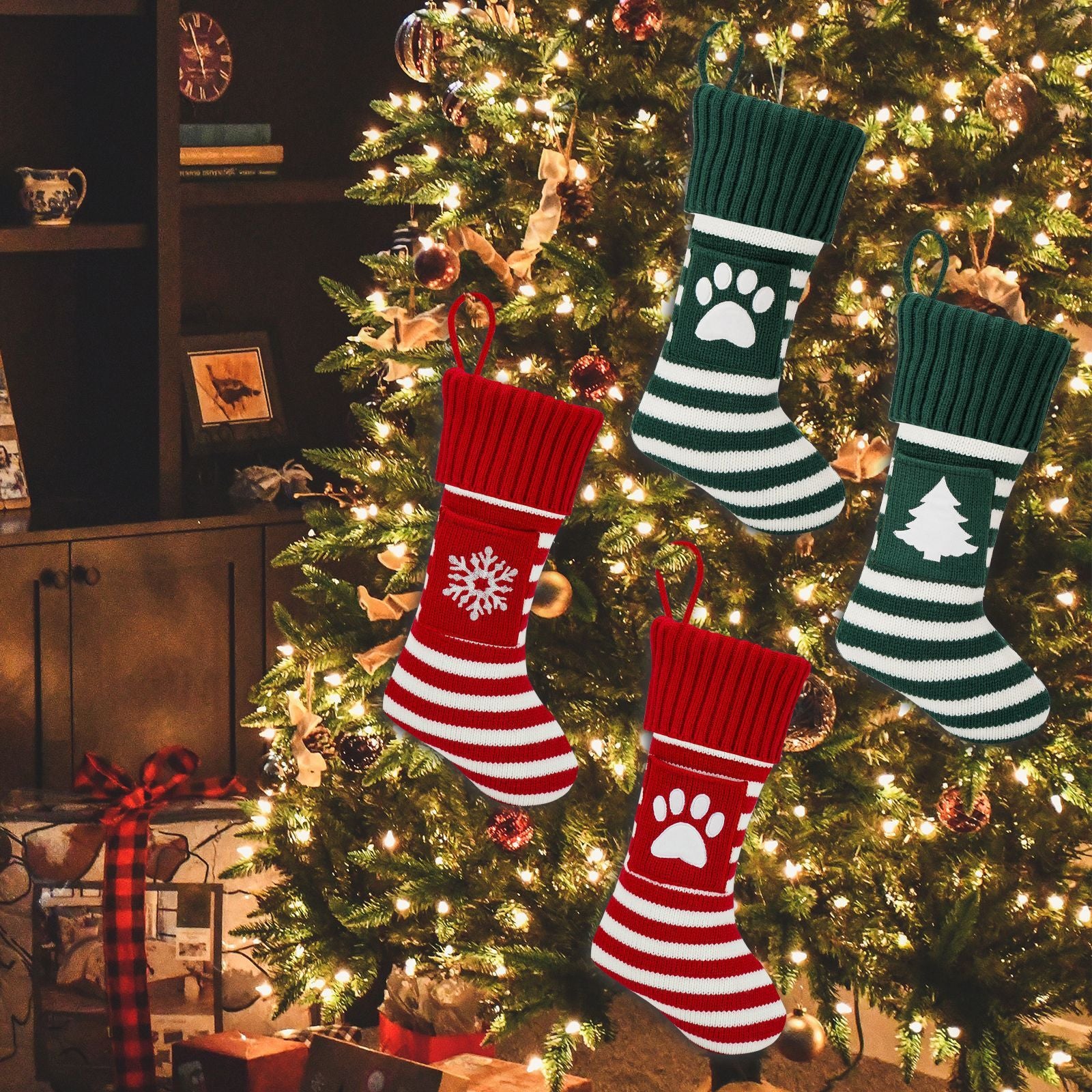 Christmas Cat And Dog Socks Gift Bag