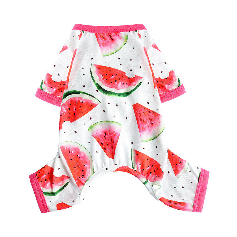 Fashion Dog Watermelon Printing Four-legged Jumpsuit