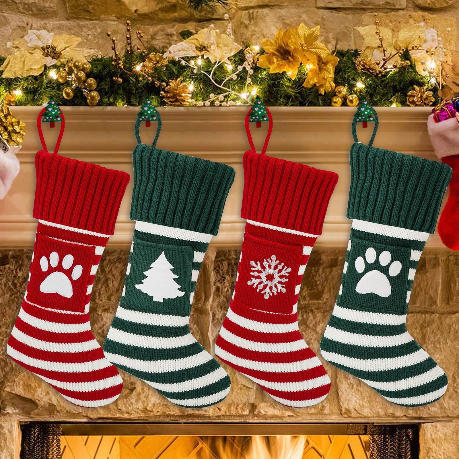 Christmas Cat And Dog Socks Gift Bag