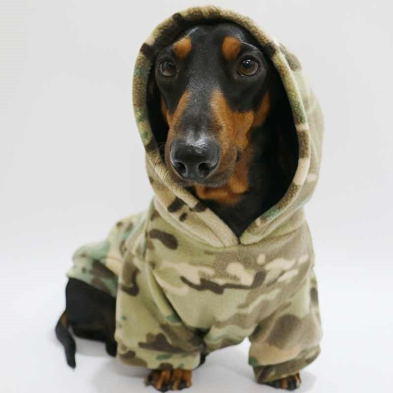 Camouflage Velvet Padded Hooded Sweatshirt Double-sided Velvet Pet Clothes